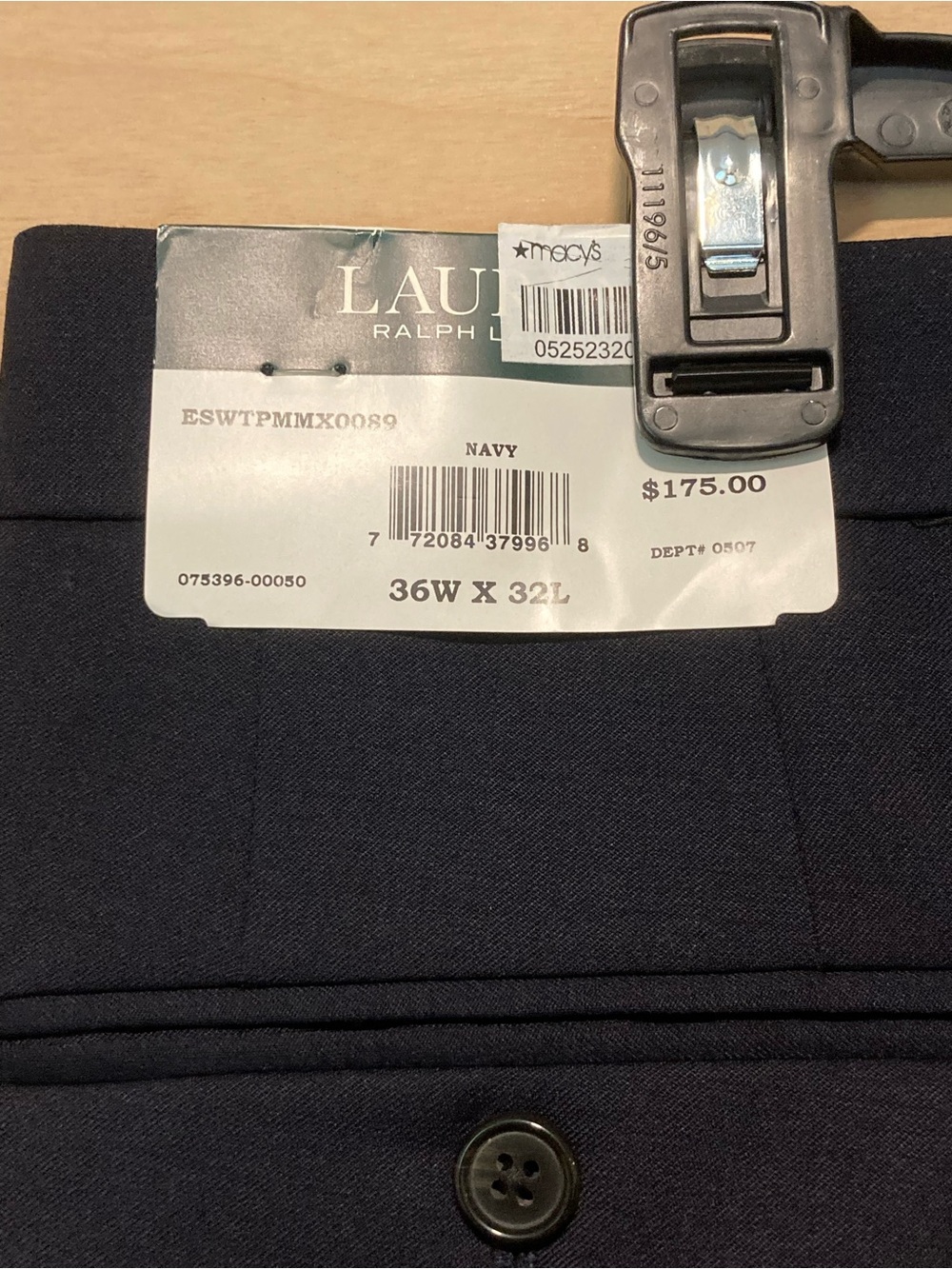 Lauren Ralph Lauren Navy Dress Pants Solid Ultraflex Cuff Hem Wool 36x32 NWT - Picture 9 of 14